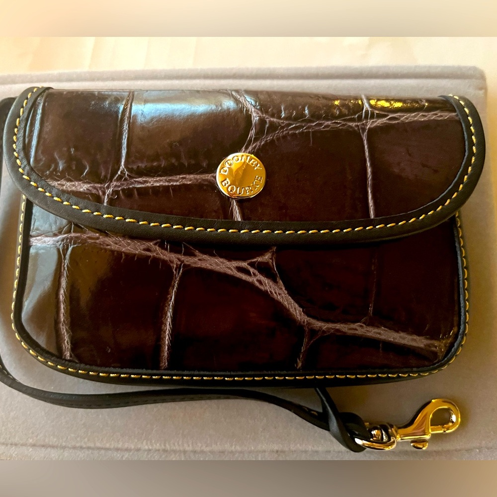 Dooney & Bourke Purple Croc embossed wristlet NEW